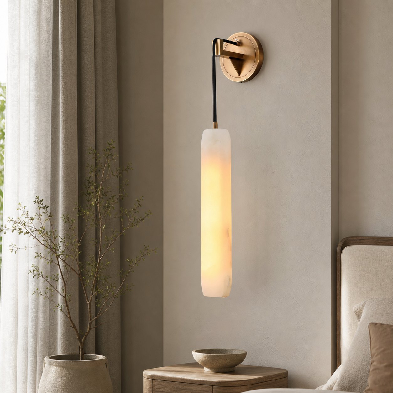Alabaster Flute Wall Lamp