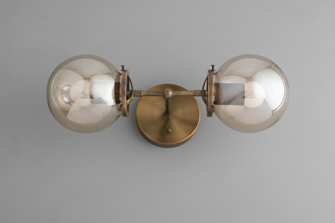 Lumio Globe Double Globe Vanity Wall Light - Rustic Farmhouse Bathroom Wall Fixture
