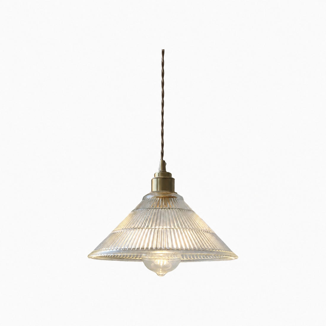 Ribilux Ribbed Pendant Light - Vintage Glass and Metal for Kitchen and Dining Room