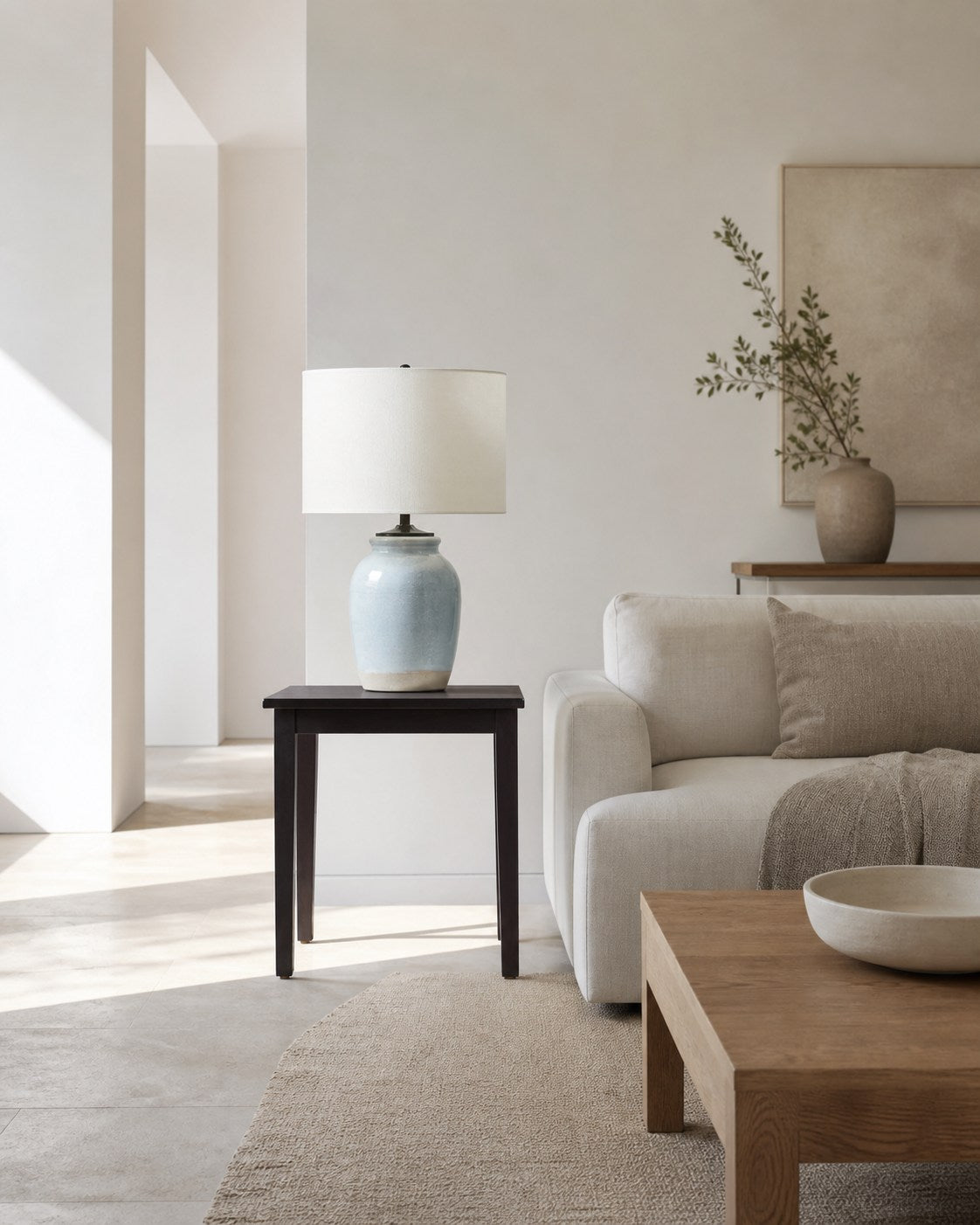 Mello Contemporary Table Lamp - Textured Ceramic Base for Living Room and Office