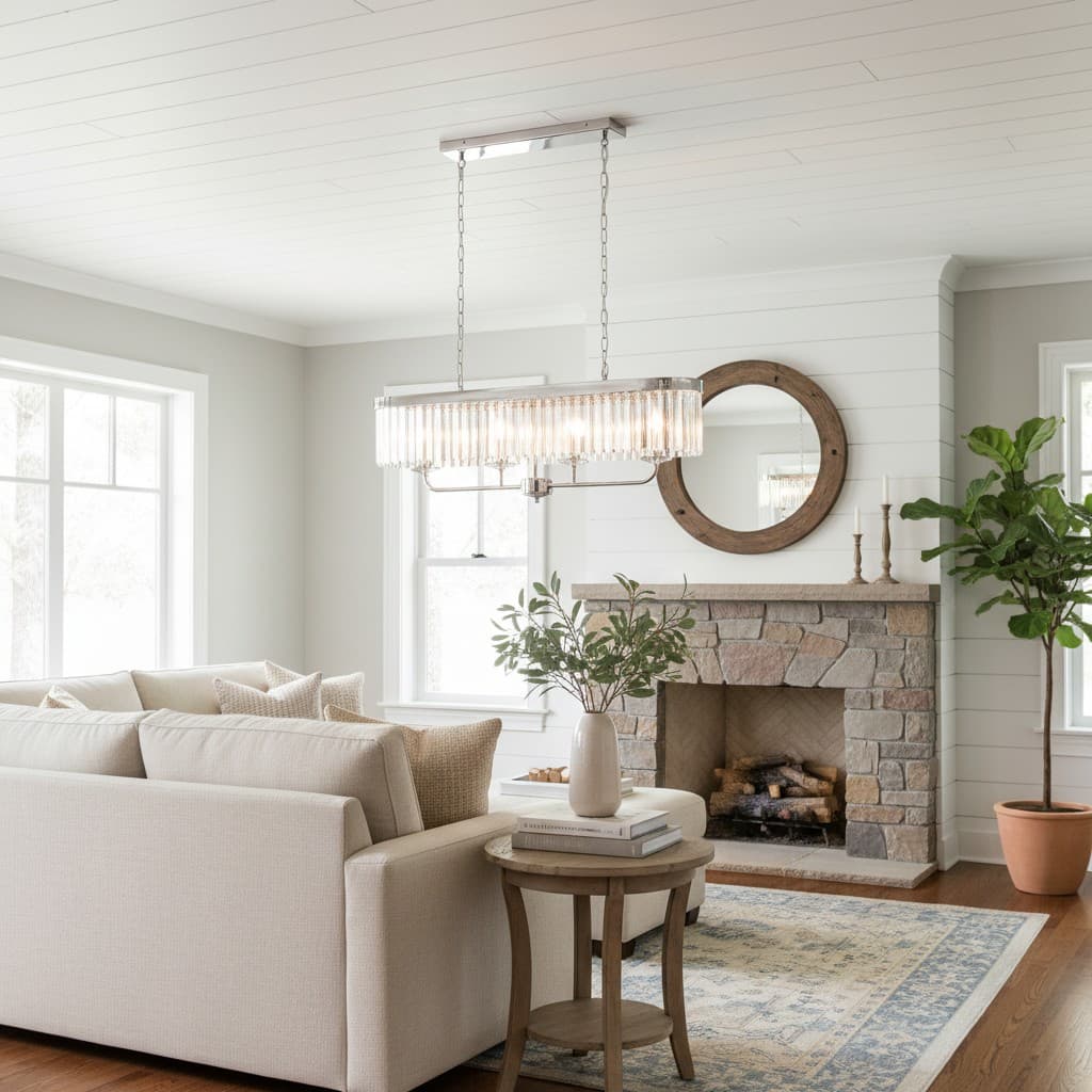 Beveline 4-Light Linear Ceiling Pendant With Cut Faceted Glass - Sleek Metal Frame For Dining