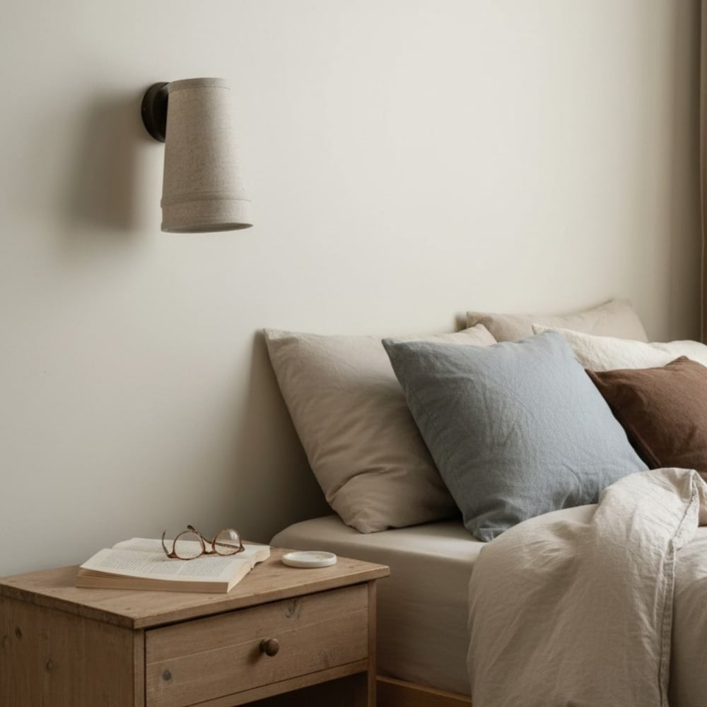 Zalen Textured Linen Wall Light – Soft Retro Wall Sconce for Reading Nook