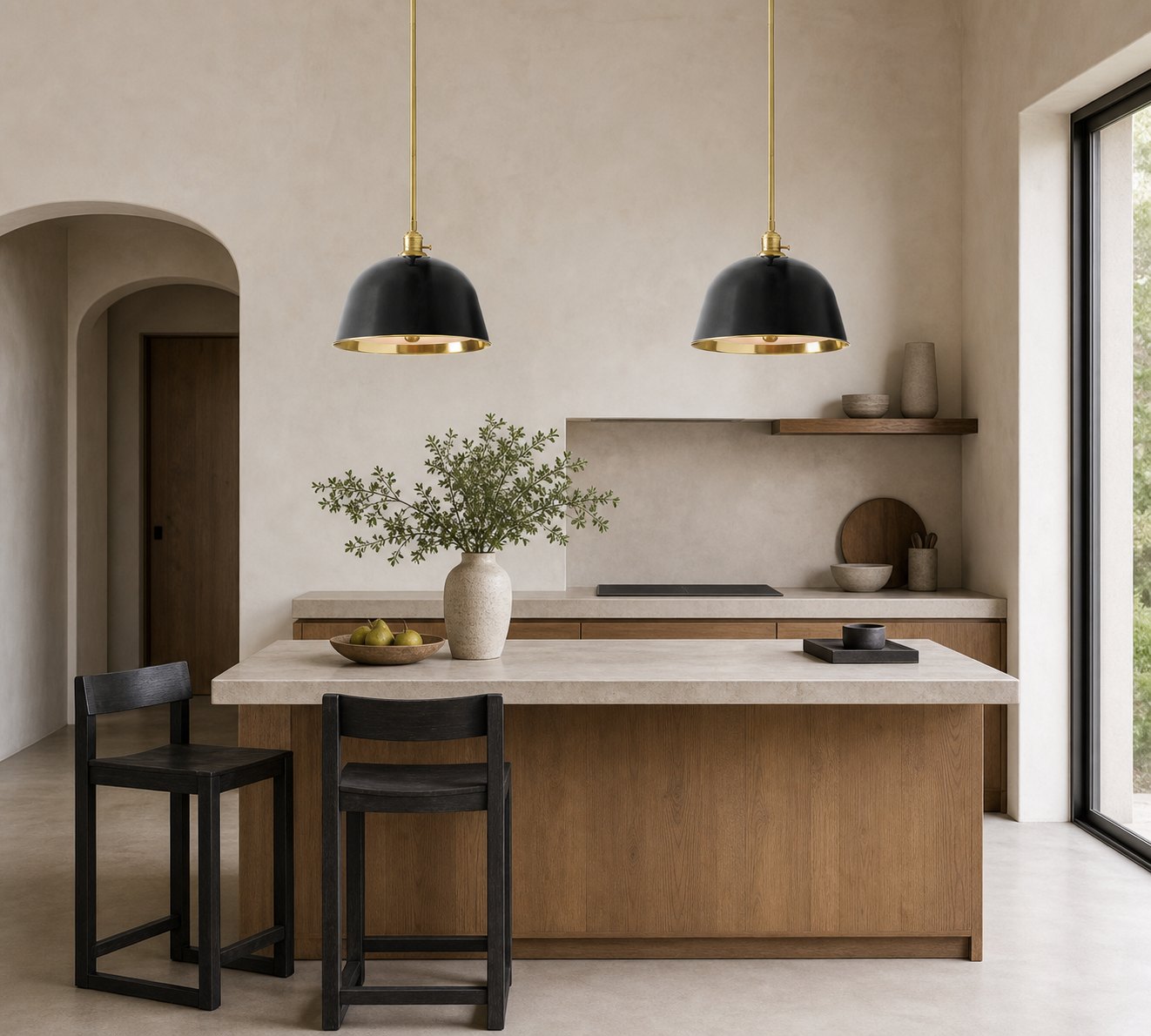 Forvara Metal Pole Pendant Light - Bell Diffuser Design for Kitchen Islands