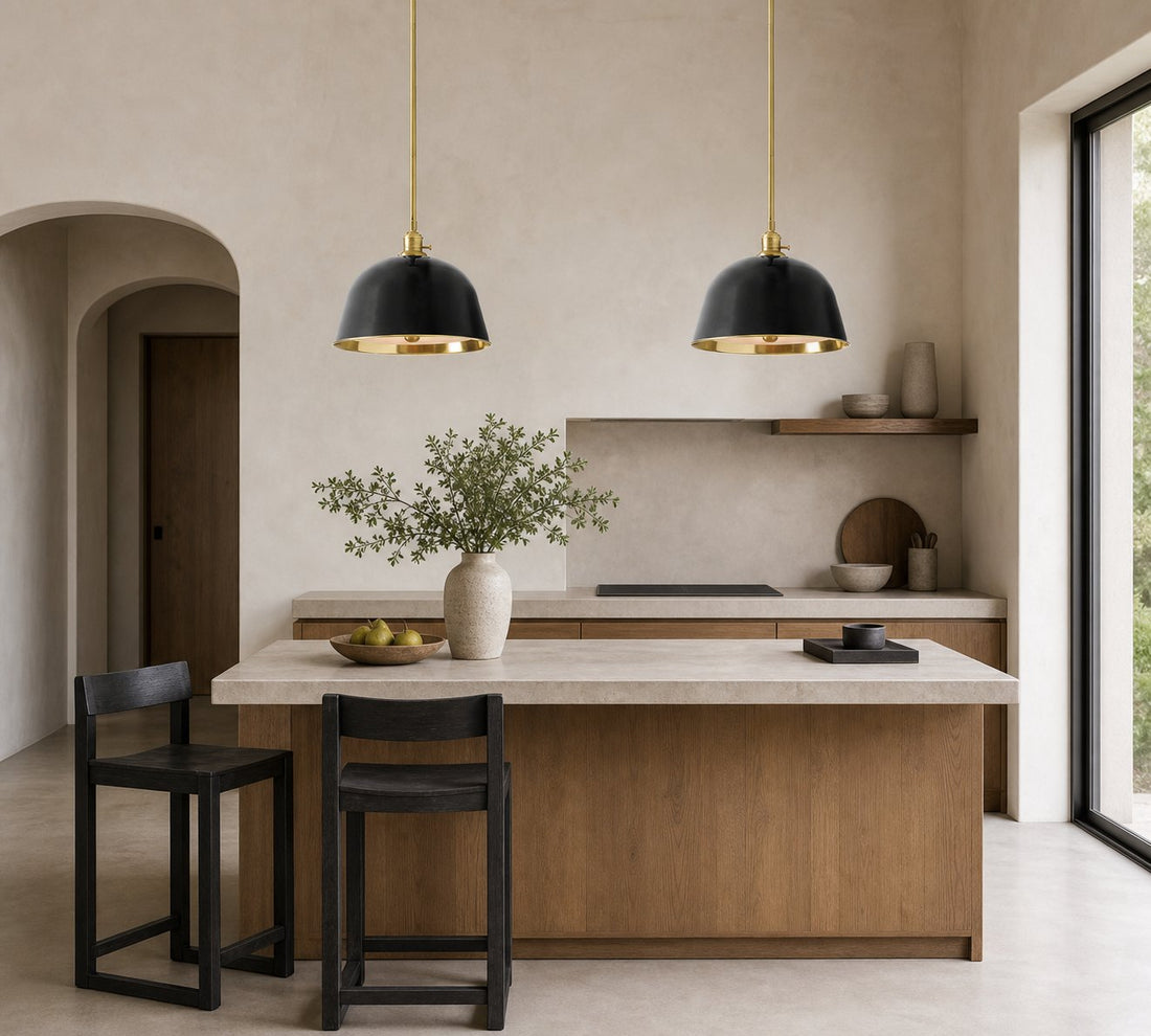 Forvara Metal Pole Pendant Light - Bell Diffuser Design for Kitchen Islands