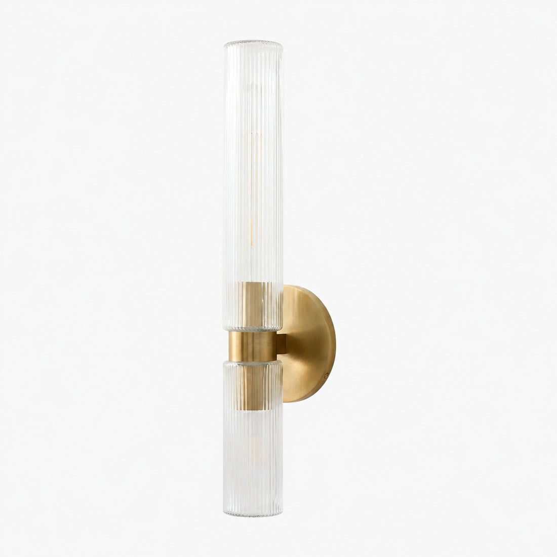 Rivora Fluted Glass Double Short Sconce - Indoor Outdoor Wall Light Elegance