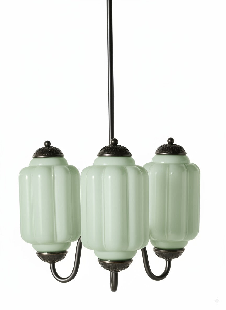 Eloise Vintage Glass Chandelier - Milk Glass Home Accent