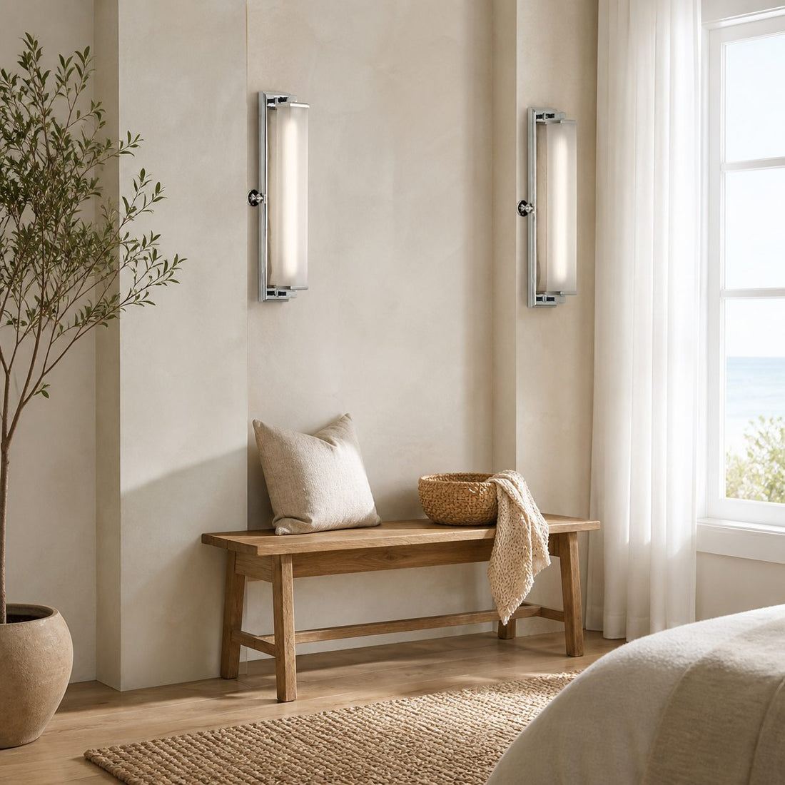 Kalvora Extra Long Tube Wall Sconce - Chrome Modern Light Fixture