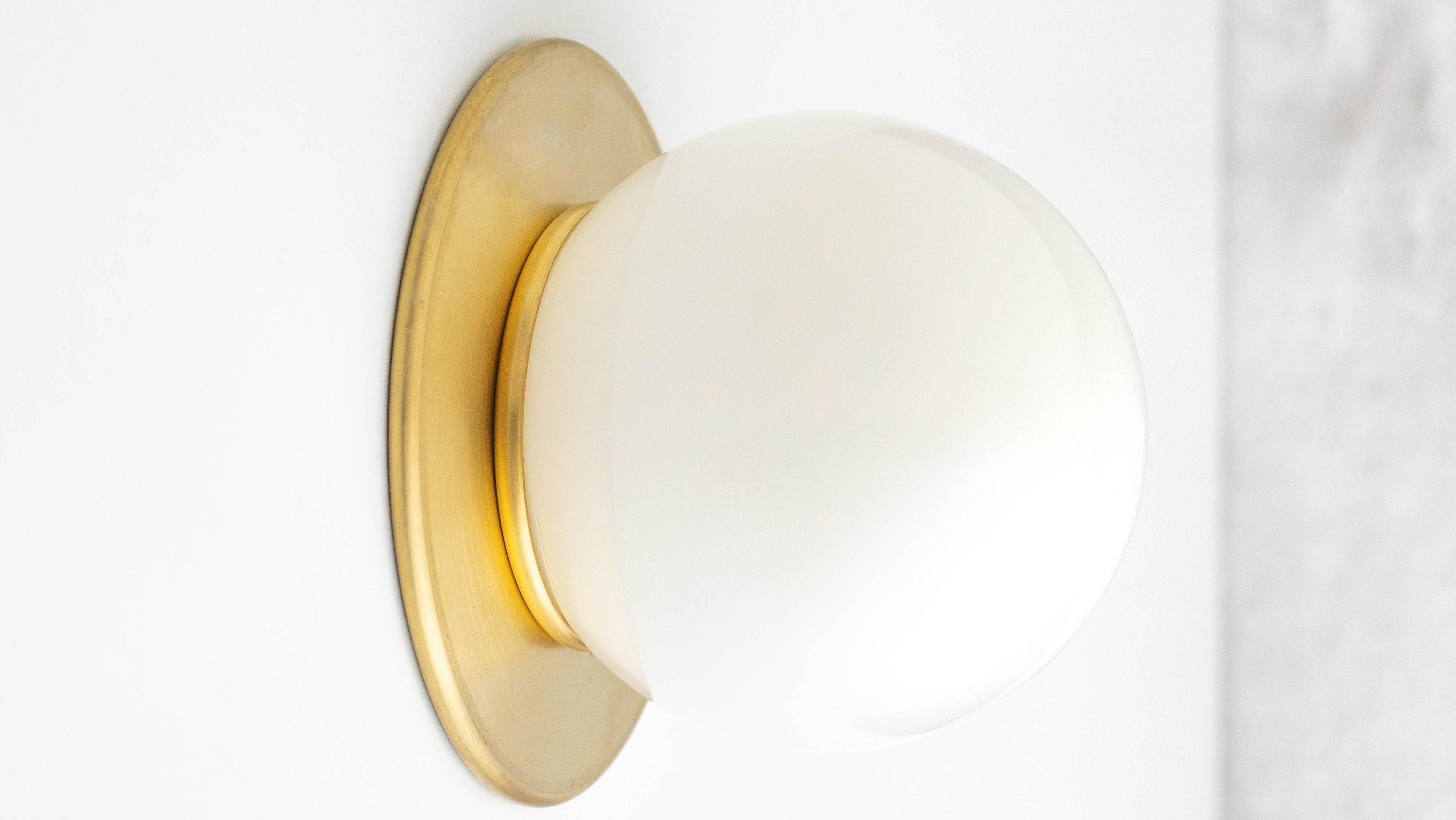 Glorica Glass Solid Brass Vanity Sconce - Compact Flush Mount Globe Light