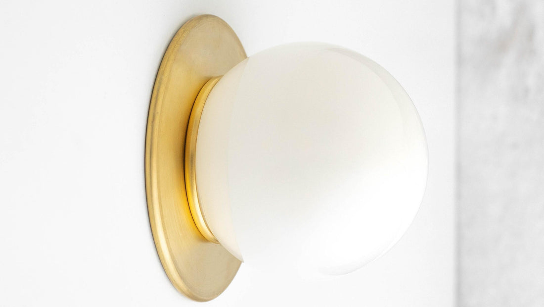 Glorica Glass Solid Brass Vanity Sconce - Compact Flush Mount Globe Light