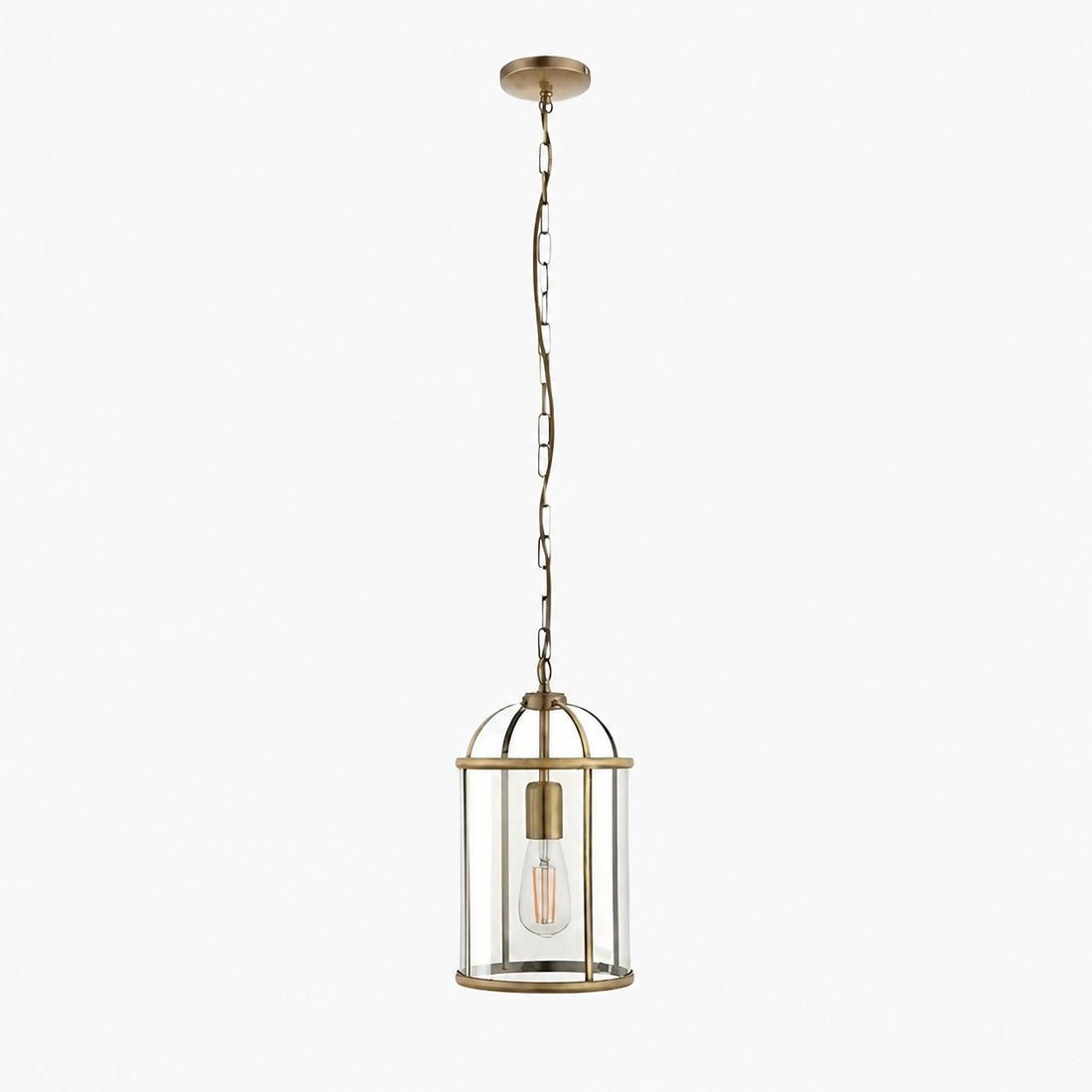 Luxvana Bell Shaped Glass Pendant Light - Industrial Metal Lantern Design Fixture for Kitchen