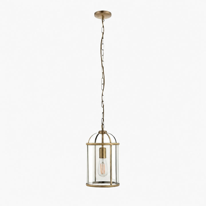 Luxvana Bell Shaped Glass Pendant Light - Industrial Metal Lantern Design Fixture for Kitchen
