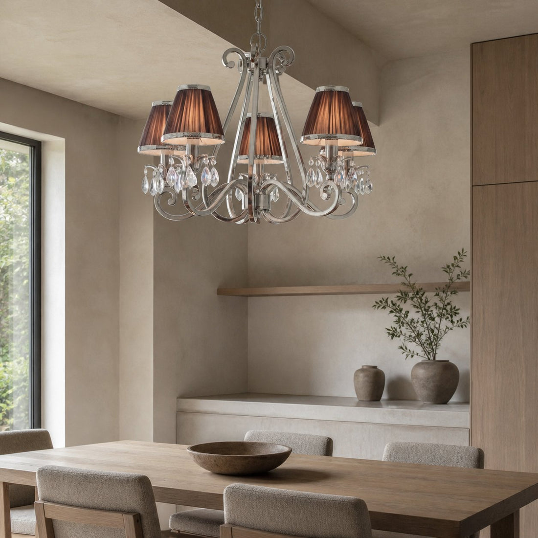 Talonis Multi-light Fabric Chandelier - Elegant Metal Curved Arms for Dining and Living