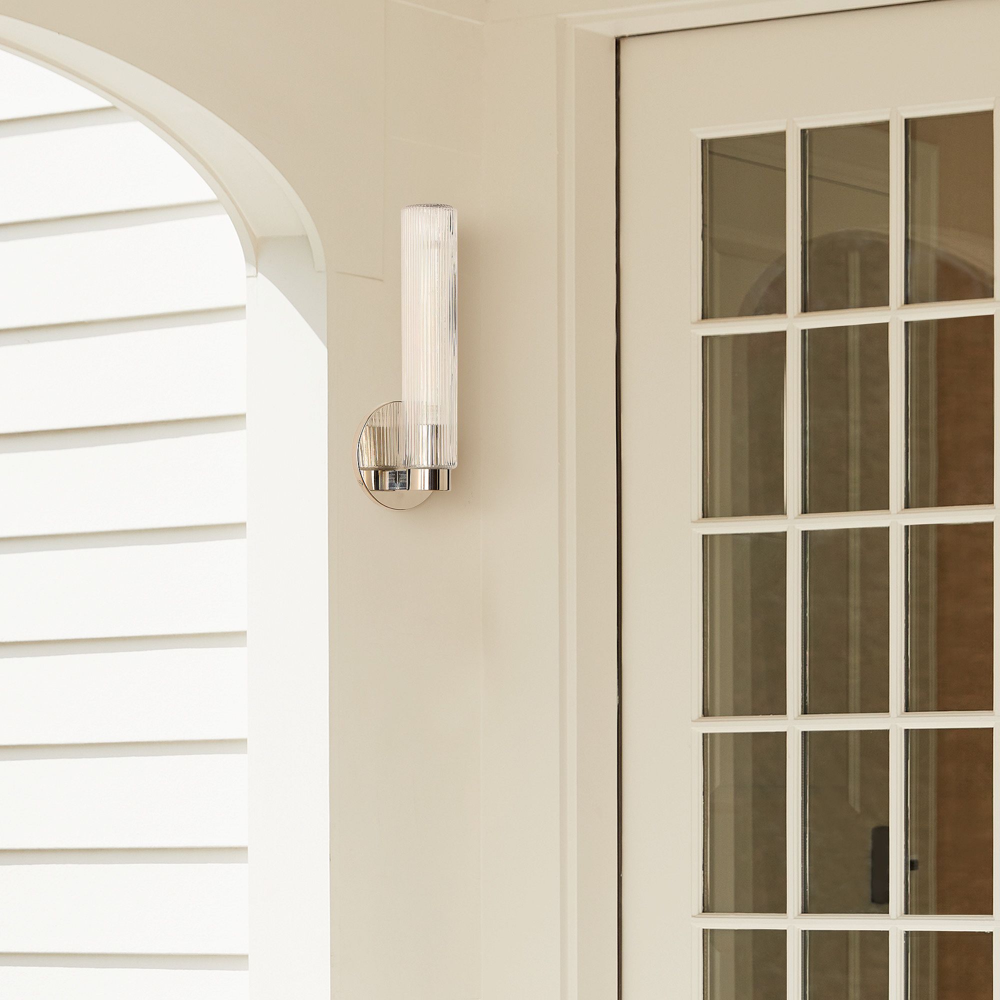 Rivora Fluted Glass Indoor Outdoor Sconce - Modern Wall Light for Home Decor