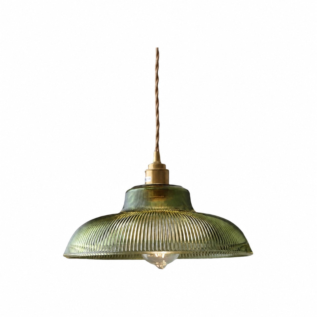 Ribilux Ribbed Pendant Light - Vintage Glass and Metal for Kitchen and Dining Room
