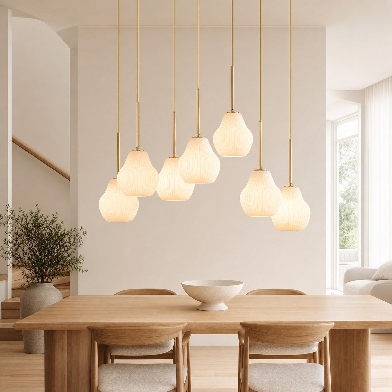 Rivrona Contemporary 7-Light Chandelier - Modern Glass Lighting for Dining Rooms
