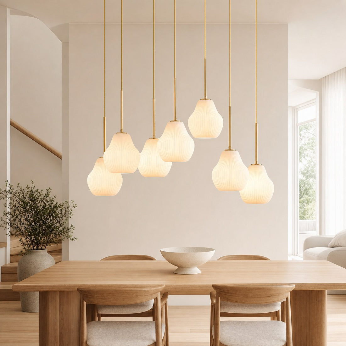 Rivrona Contemporary 7-Light Chandelier - Modern Glass Lighting for Dining Rooms