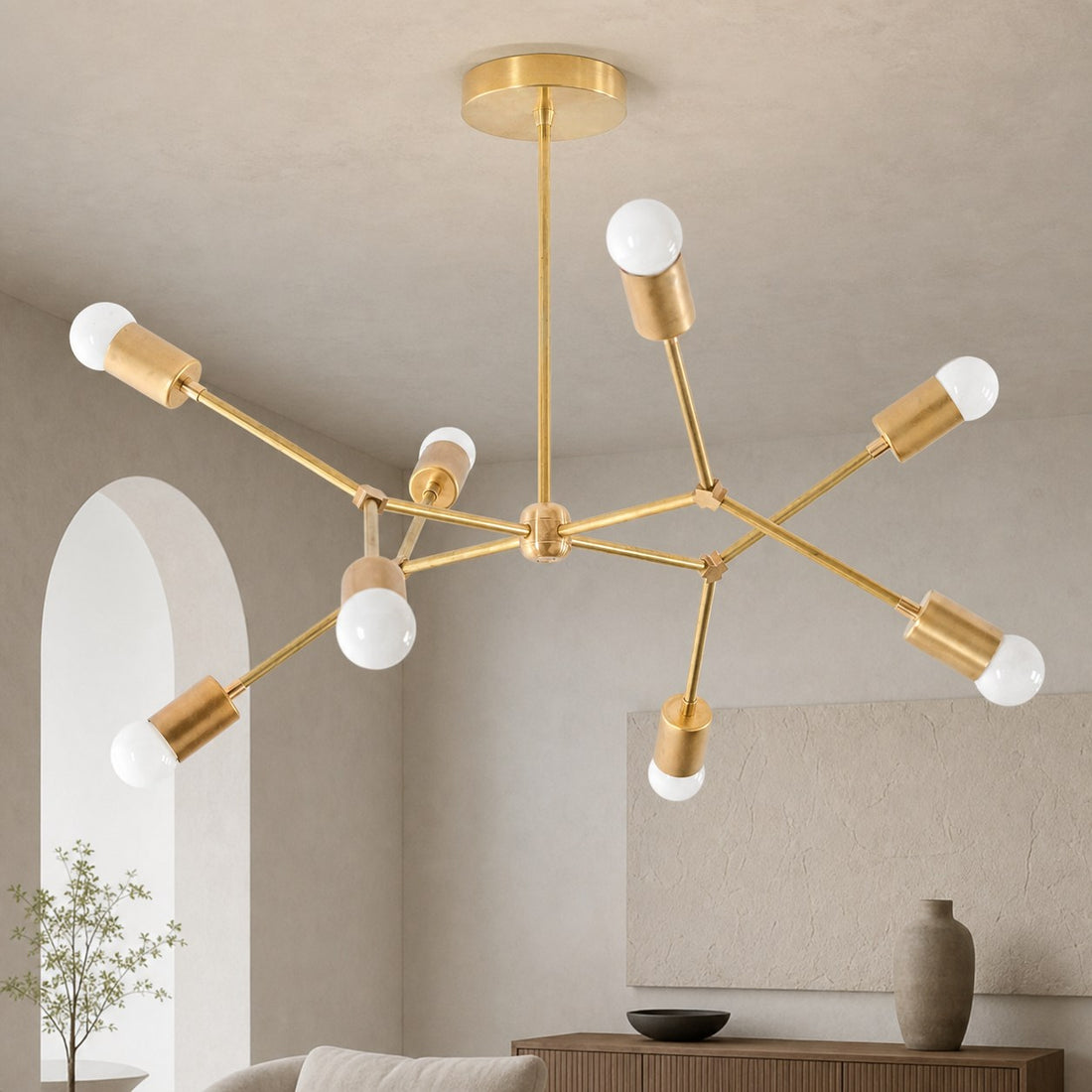 Mobilux Line Mobilux Line Modern Geometric Chandelier - Brass Ceiling Light Fixture