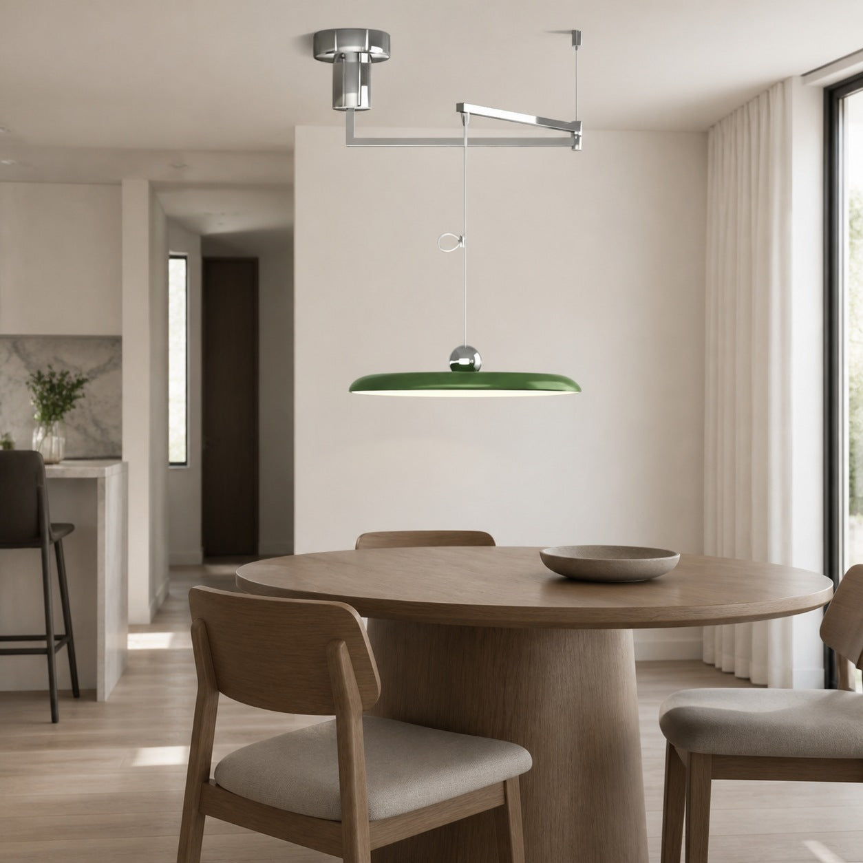 Swinglo Swing Arm Pendant Lamp - Adjustable Disc Design Hanging Light for Dining Area N65