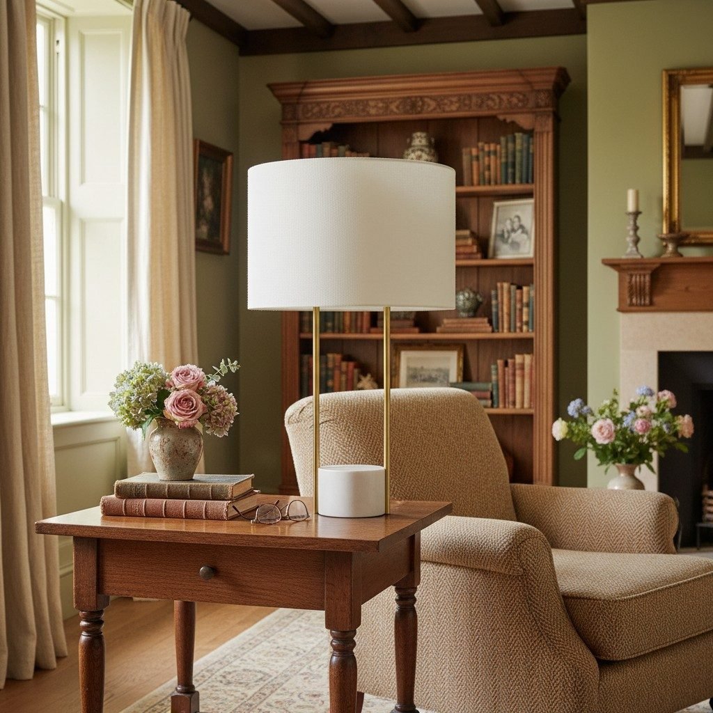 Luma Minimalist Industrial Table Lamp and Floor Lamp - Metal Frame with Soft Fabric Shade for Home and Office