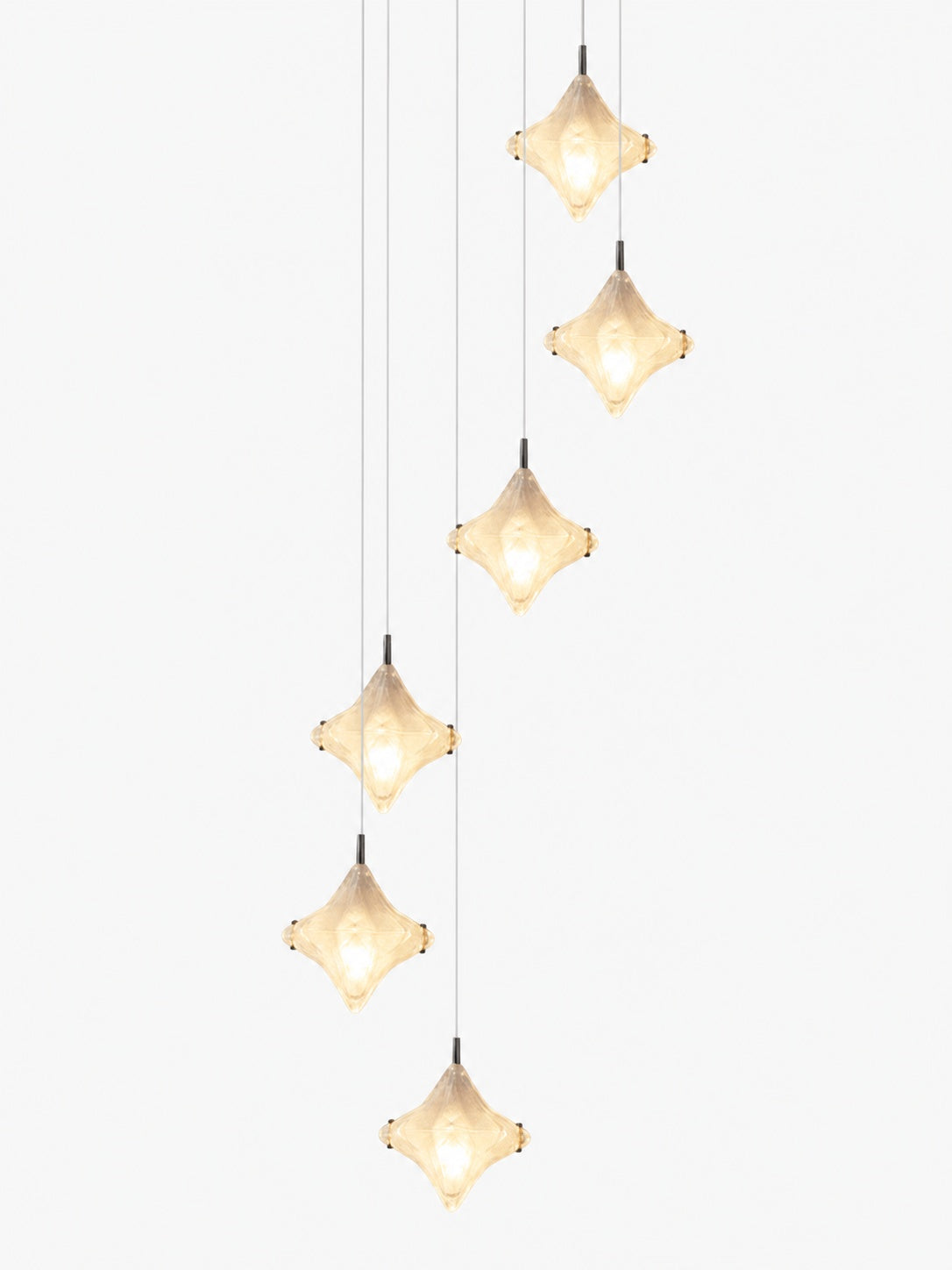 Art Deco Star Staircase Pendant Light – Frosted Glass Hanging Fixture –  Astris Altair