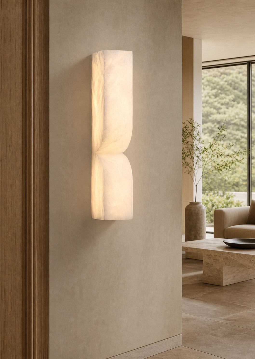 Modern Rectangular Alabaster Wall Lamp – Minimalist Sconce for Bedroom Hallway Living Room