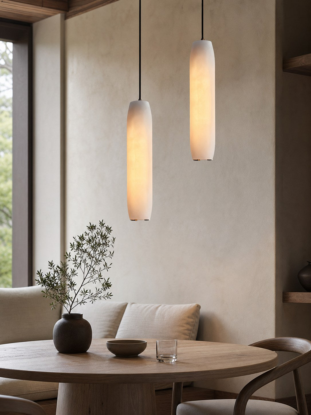 Alabaster Flute Pendant Light