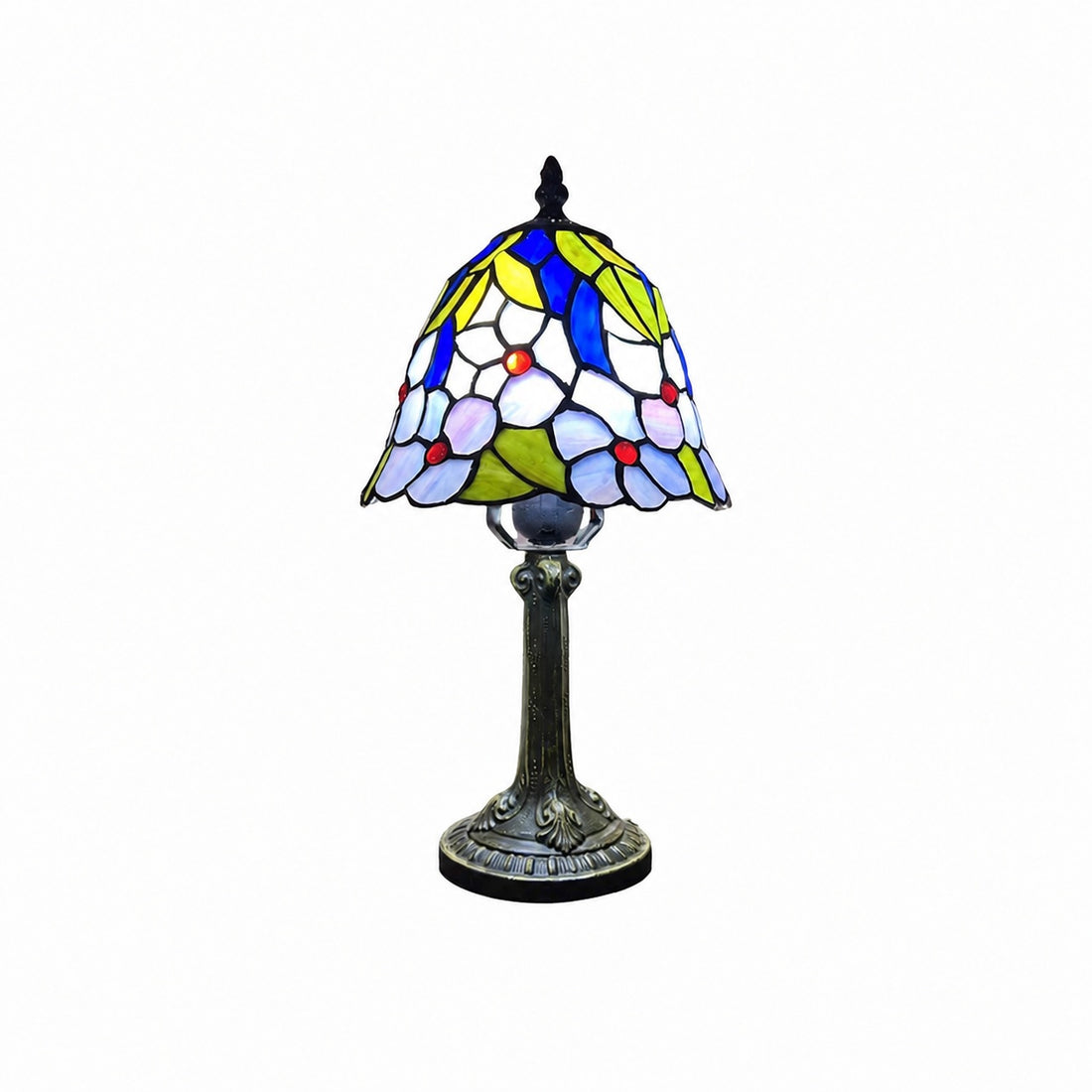 Virelle Traditional Tiffany Table Lamp – Colorful Stained Glass Dome Desk Light for Bedroom