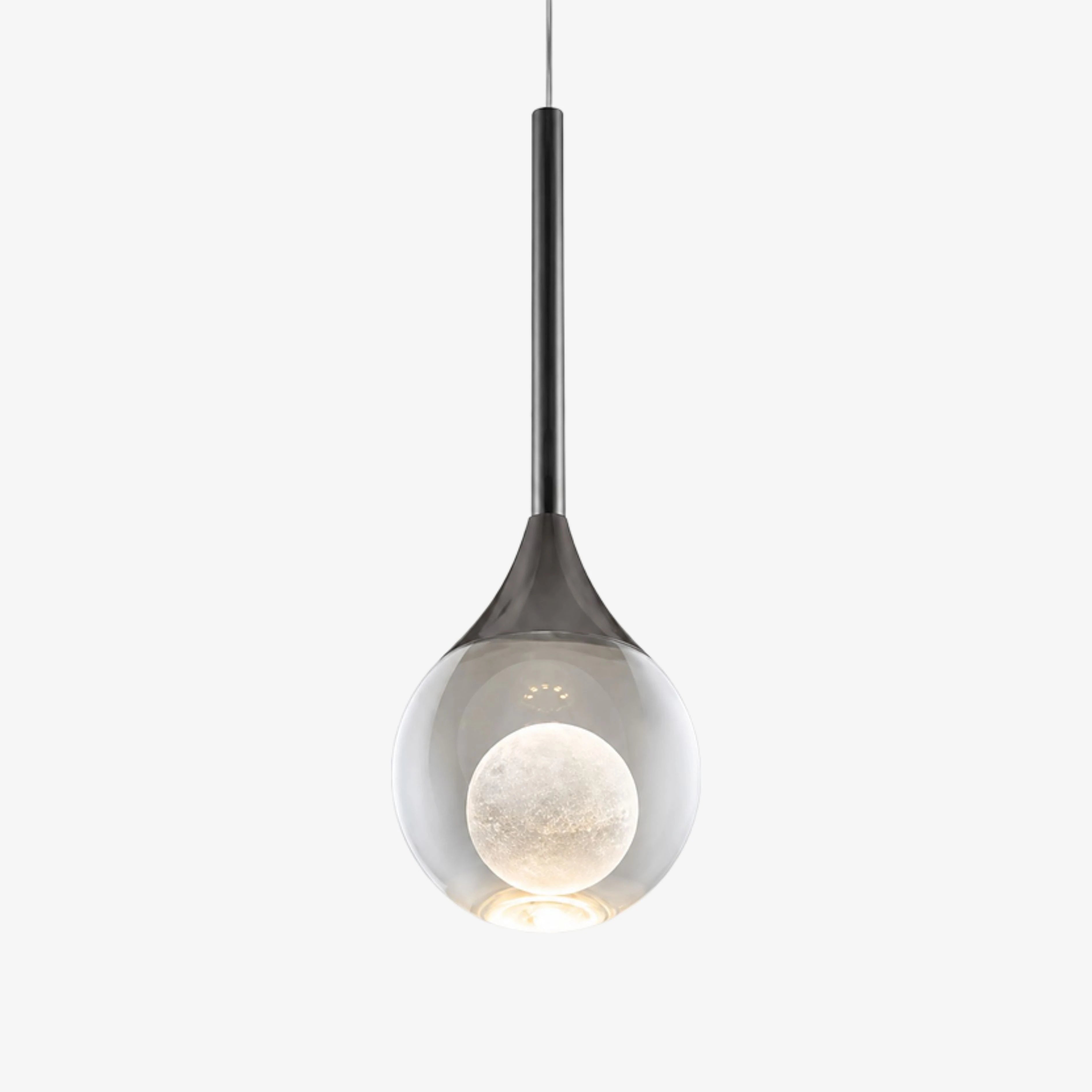 Pearl Black Luma Collection crystal orb teardrop pendant light