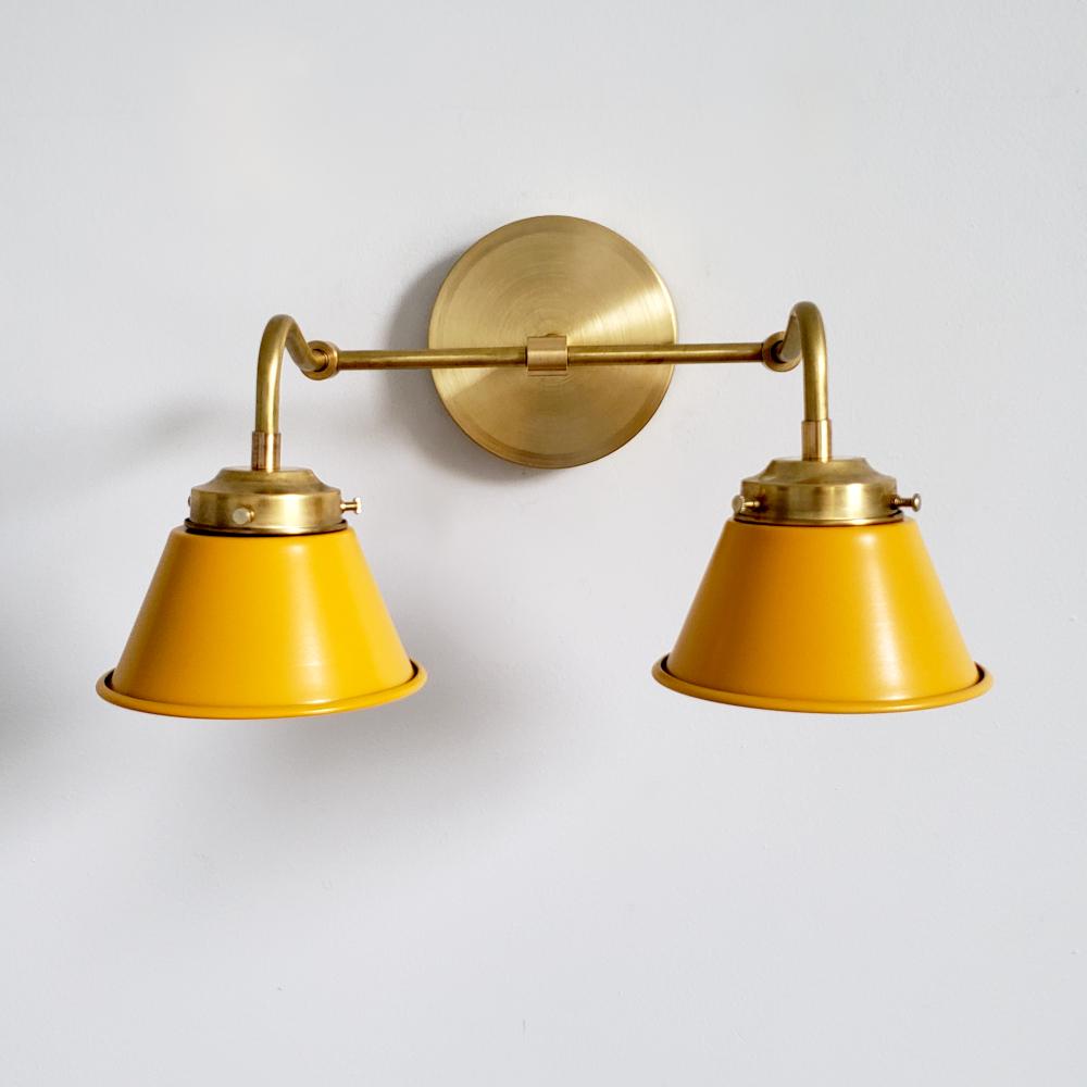 Modern Double Cone Brass Sconce - Accent Lighting For Bathroom & Hallway
