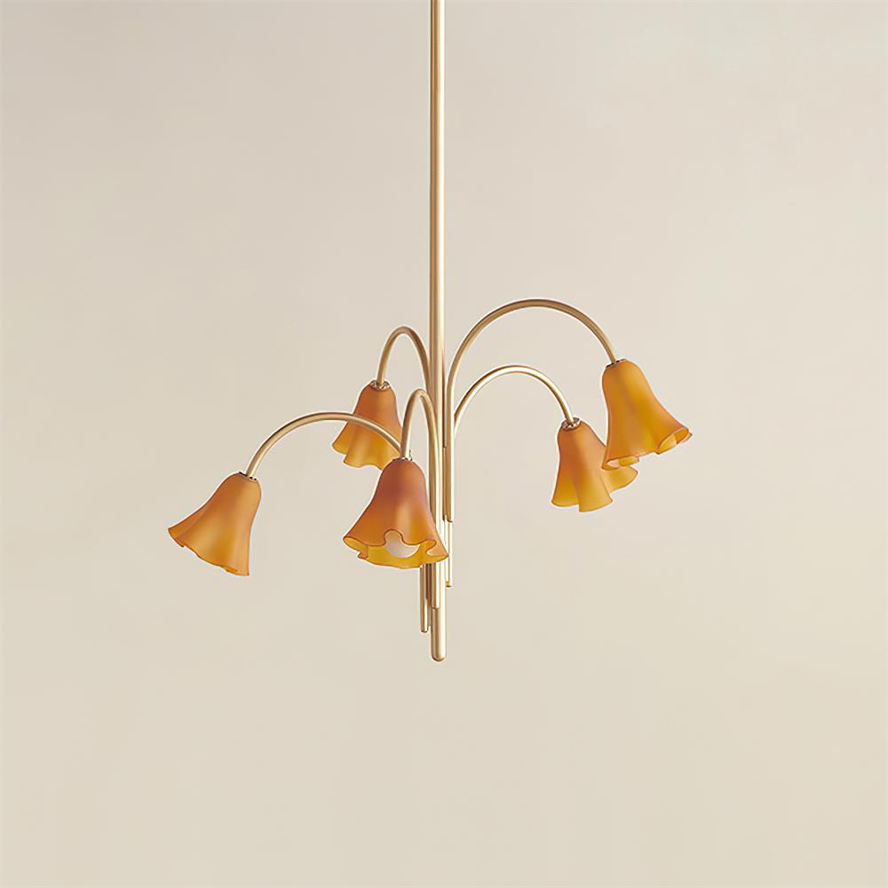 Bellina Modern Romantic Chandelier - Botanical Lily Design with Glass Flowers