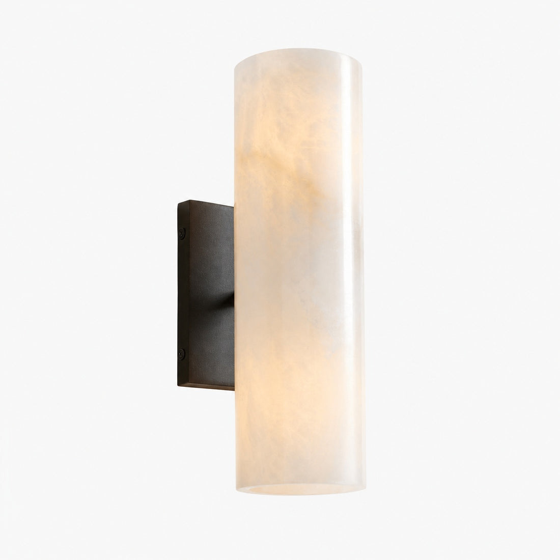 Wolvina Natural Marble Tube Sconce with Sleek Metal Details
