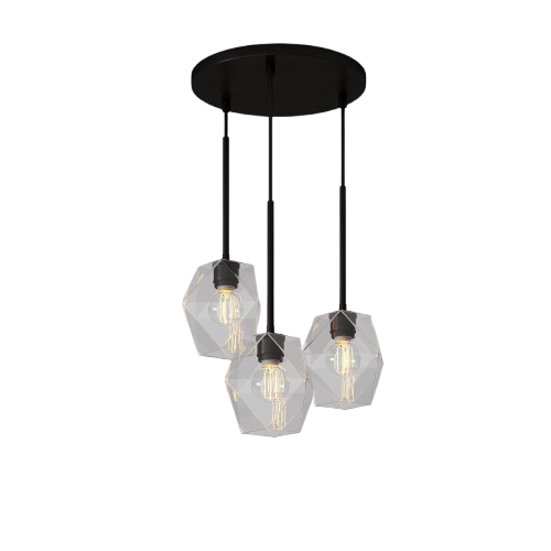 Talvior Sculptural Lighting - 3-Light Faceted Chandelier in Versatile Finishes | Explore Collection