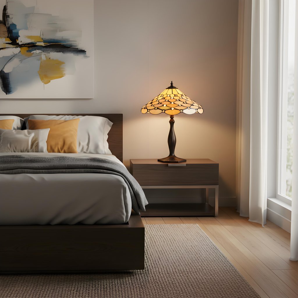 TF Pearl Stained Glass Table Lamp - Bedroom and Living Room Ambient Light