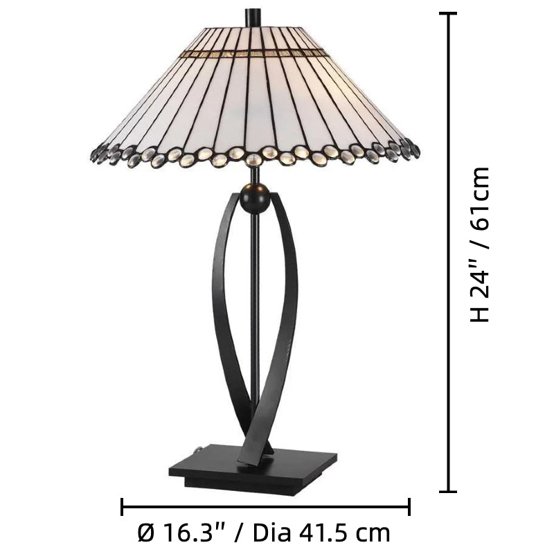 TF Allanton Tapered Table Lamp - Vintage Geometric Glass for Bedside and Study