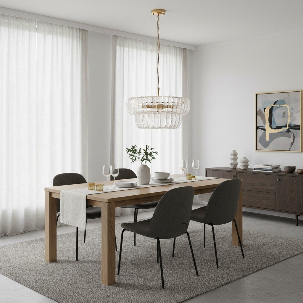 Solara 6-Light Tiered Pendant – Cascading Curved Glass and Metal-Frame for Dining & Entry