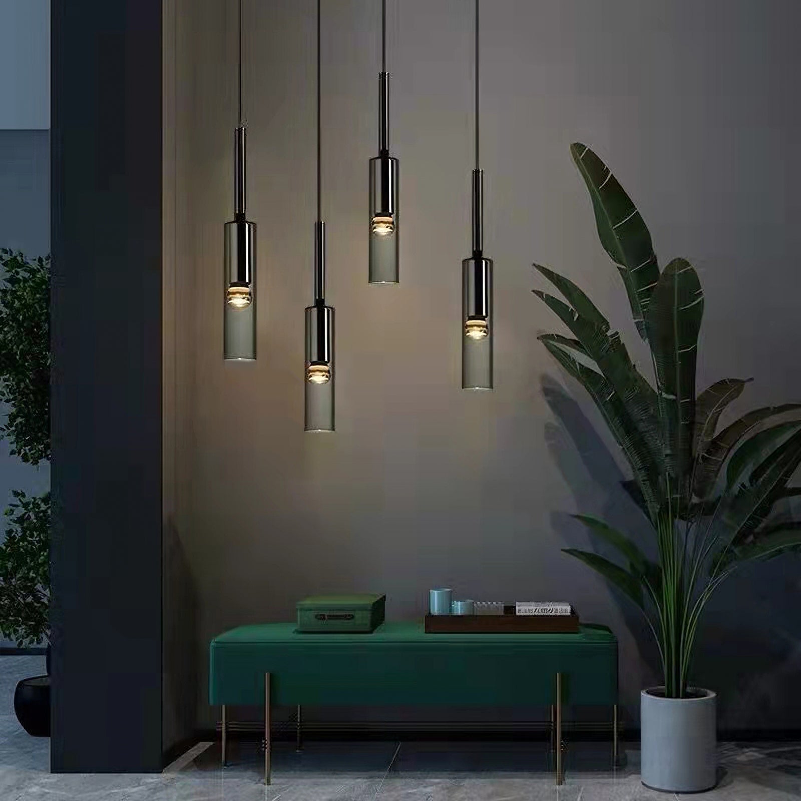 Modern Cylindrical Glass Pendant Light