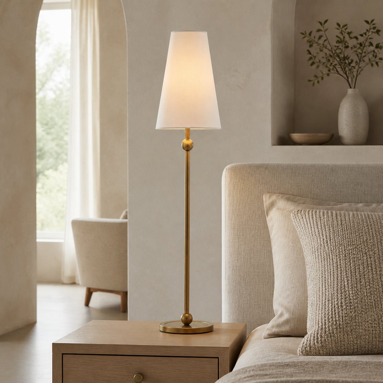 Serena Iron Table Lamp – Clean Lines and a Soft Linen Shade for Home Office or Bedside