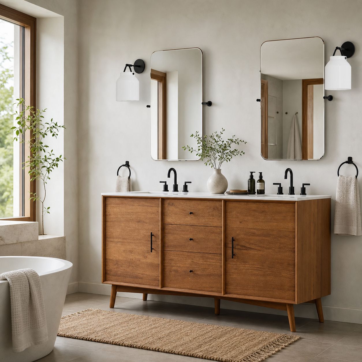 Hanton Modern Minimalist Brass and Glass Sconce – Damp Rated for Bathrooms