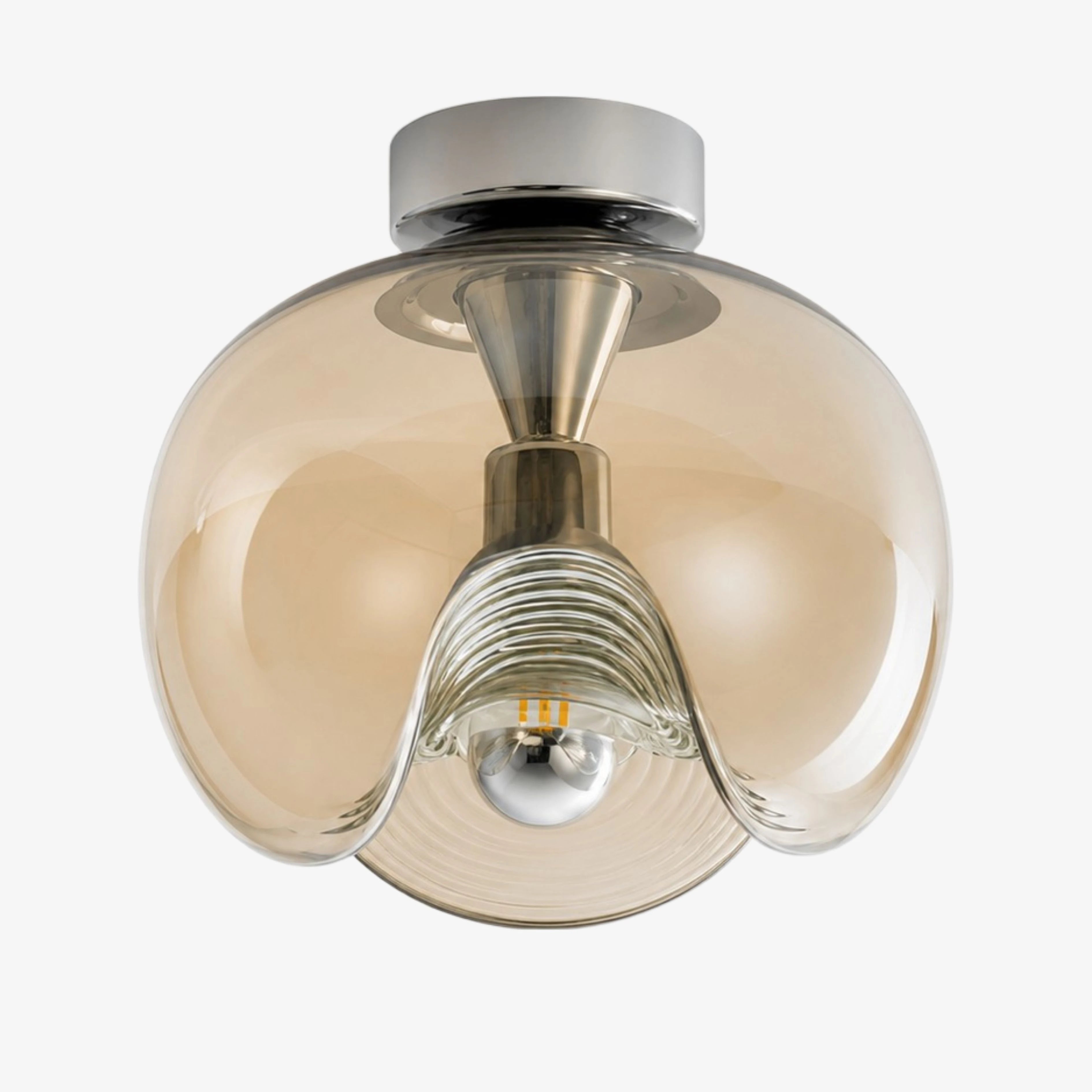 Chrome and Cognac Luma sculpted glass ceiling light