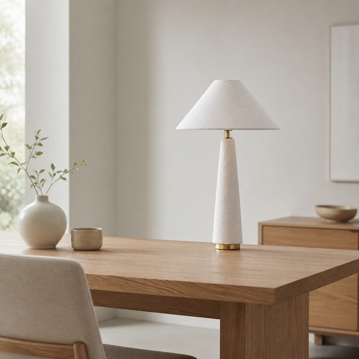 Ceruna Cone Shaded Table Lamp - Elegant Fabric for Living Room and Entryway
