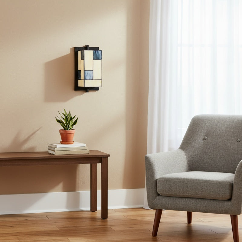 TF Manchester Glass Art Deco Wall Light – Stained‑Glass Sconce for Hallway and Living Room