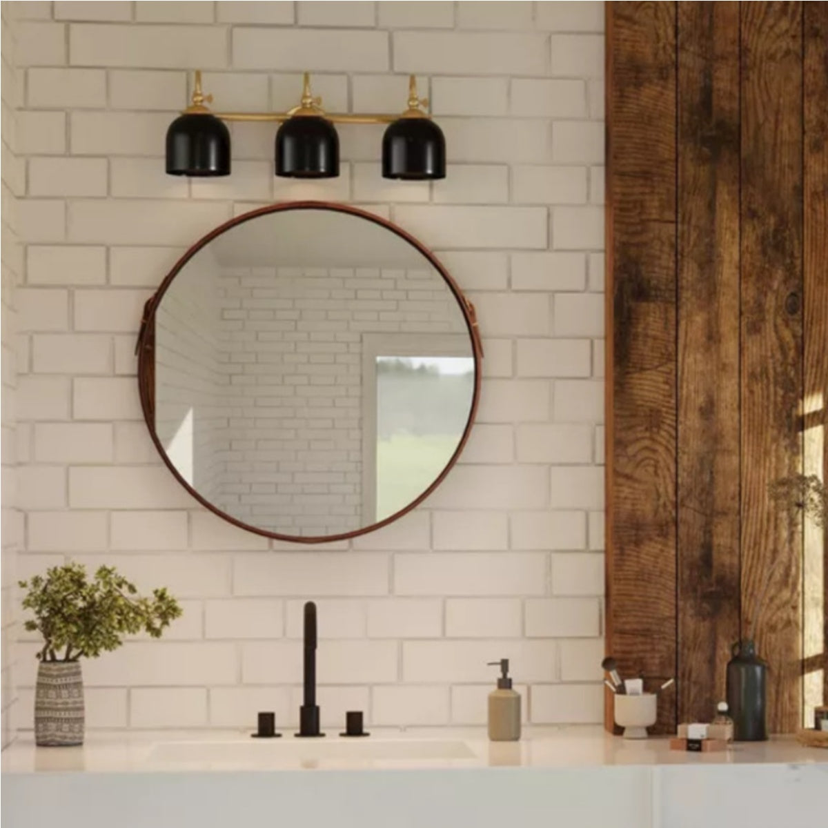 Farmhouse Metal Shade Bath Vanity Light - Chrome Polished Wall Sconce