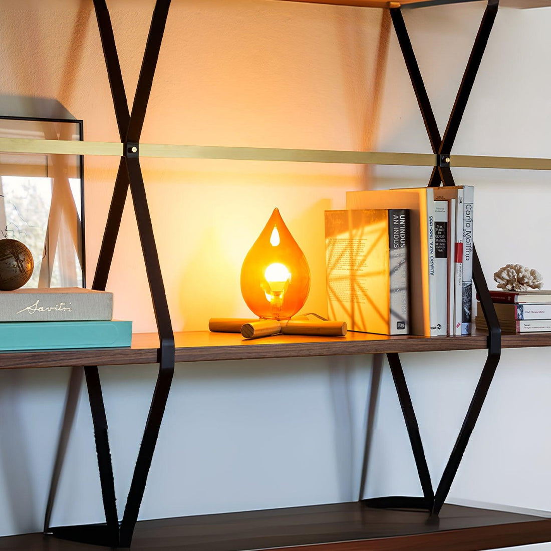 Firewood Stack Flame Table Lamp