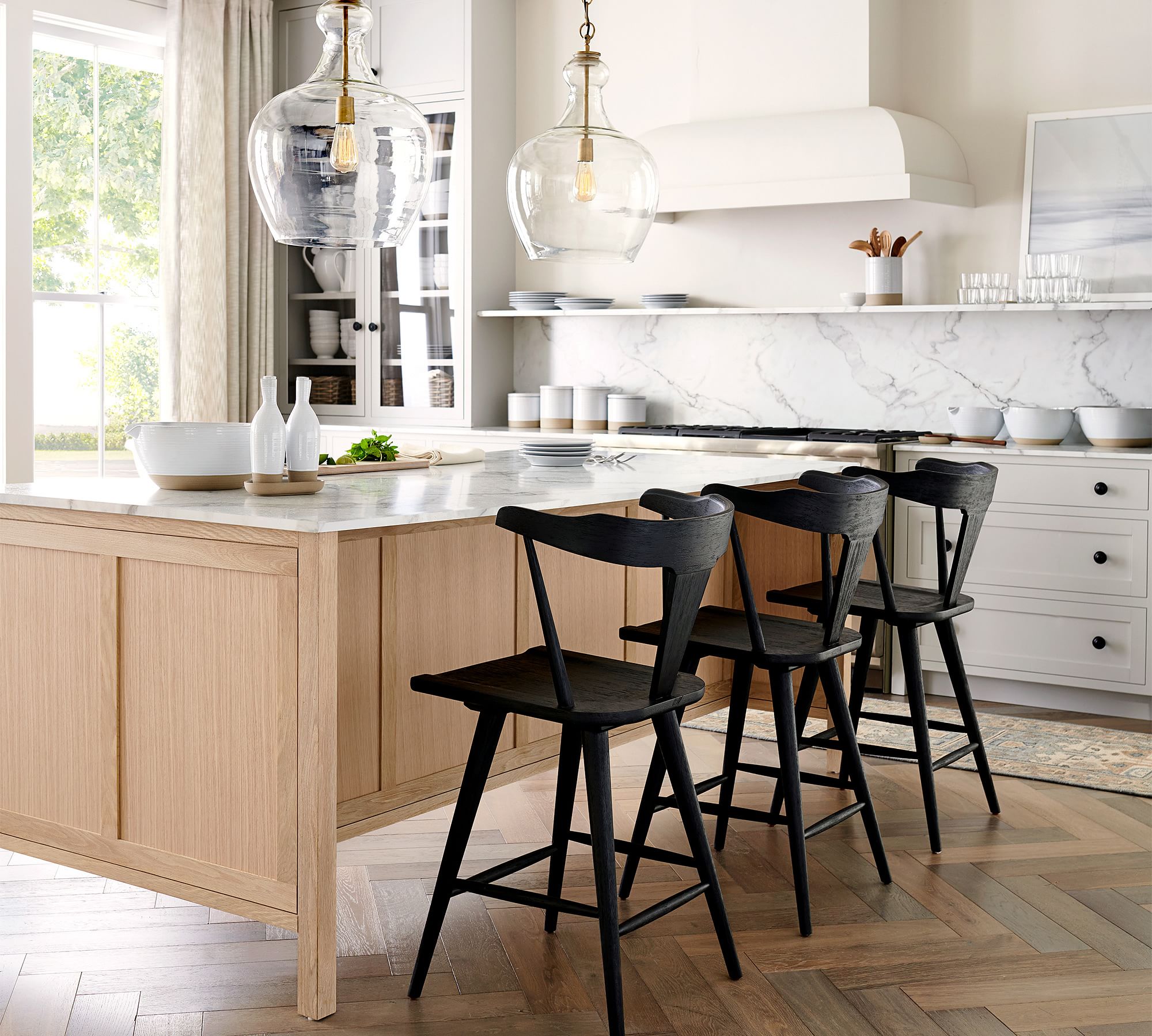 Lawson Warbled Milk Glass Pendant – Modern Elegance for Kitchen Island