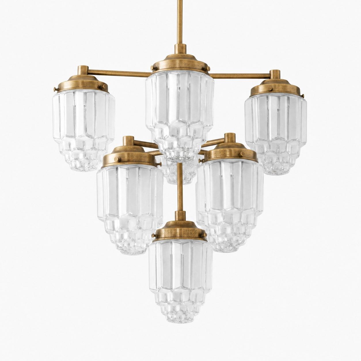 Tierlux Glass Textured Brass Chandelier – Timeless Lighting with Style