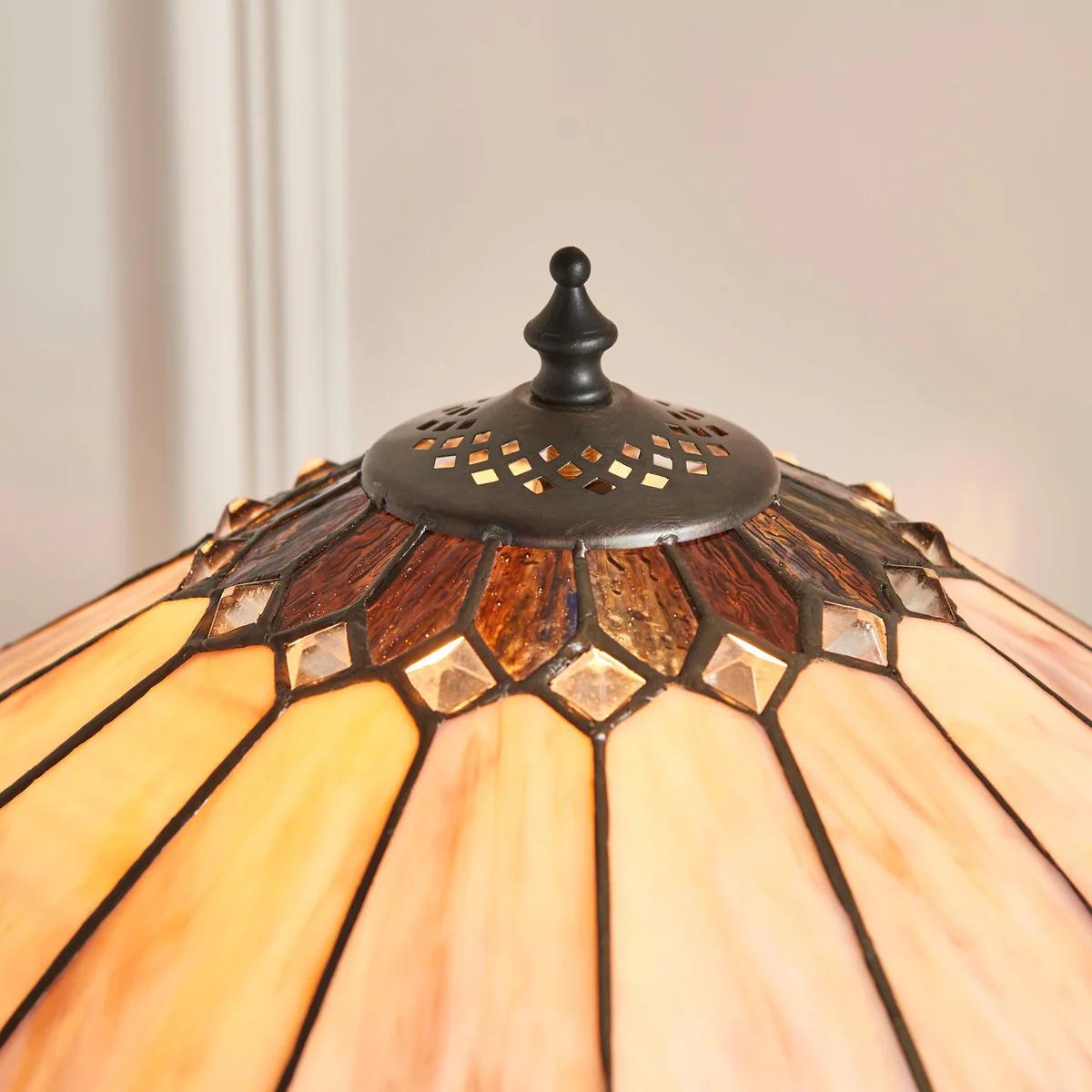 TF Brooklyn Tiffany Lamp Stained Glass Mosaic Table Lamp - Classic Art Deco Style for Living Room