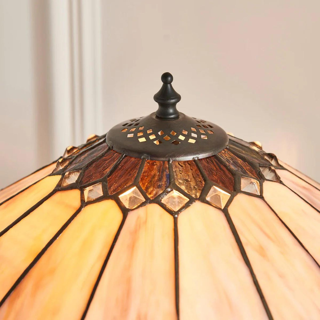 TF Brooklyn Tiffany Lamp Stained Glass Mosaic Table Lamp - Classic Art Deco Style for Living Room