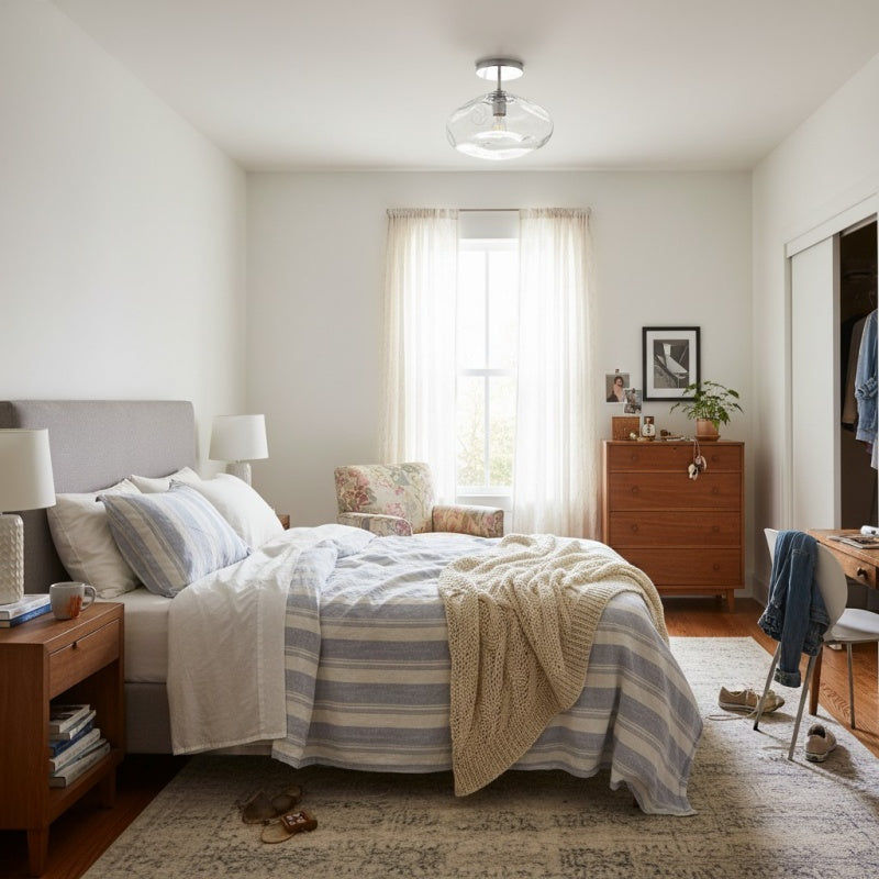 Glissora Reflective Glass Semi-Flush Ceiling Lamp – Sculptural Design, Versatile Finish for Hallways & Dining