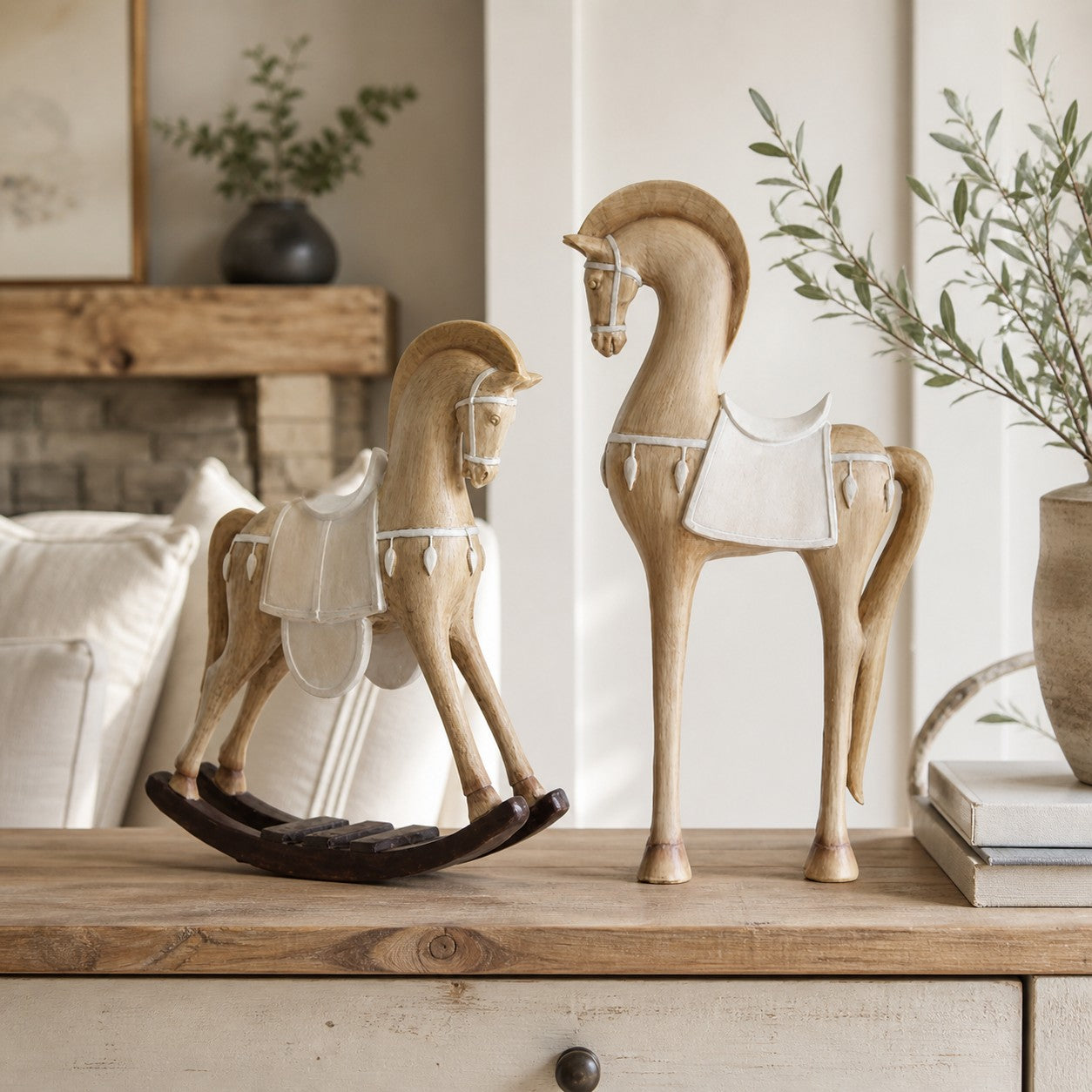 Equora horse sculpture collection in a vintage interior