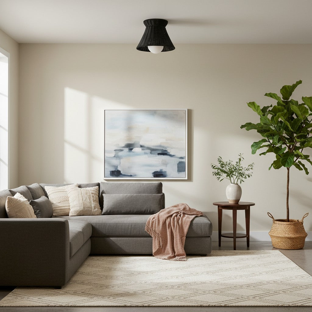 Wickara Woven Organic Silhouette Ceiling Light - Rattan Boho Style for Living Room